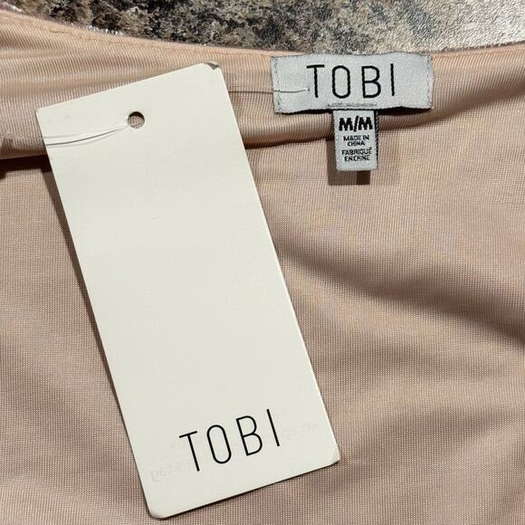 NWT Tobi Wrap Dress Velour Y2K Minimalist Cottage Romantic Dusty Rose Medium - Picture 3 of 6